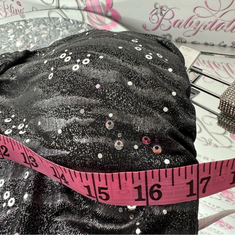 Dress sparkly sequins black grey silver sparkle glitter sexy mini dress tube y2k - Picture 10 of 10
